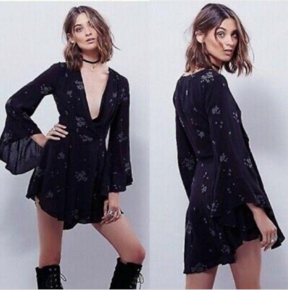 Free People Dresses & Skirts - Free People Jasmine Floral Embroidered Mini Dress Size 0